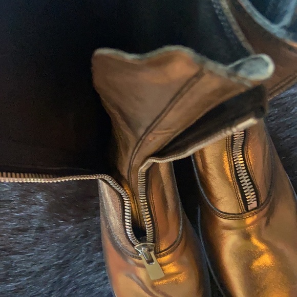 37.5 🔖 GUIDI Women 310 Front Zip Military Boots Metallic Copper Atelier $1380 - Picture 4 of 10